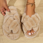 Fluffy Slippers Women's Non-slip Thick-soled Cotton Slippers