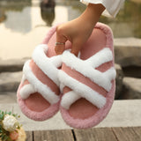 Cross strap platform slippers