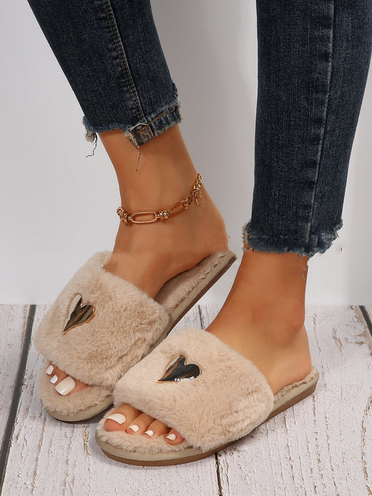 Heart charm slippers