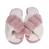 Flat cross furry slippers