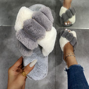 Zapatillas Peluche Planas Cruzadas