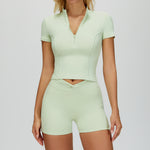 Fashionable Sports Top And Shorts Yoga Set